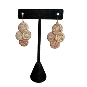 🍭6/$30 Rose gold tone laser cut medallion dangle drop earrings